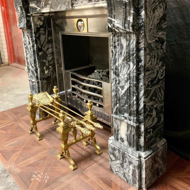 Newstar Home Decorative Natural Stone Mantel Marble Surround Carving Fireplace Indoor Decoration Natural Calacatta Black Marble Fireplace