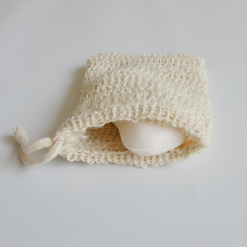 10*13cm Hot Sale Cotton Hemp Sisal Cotton Mesh Soap Bag with Drawstring