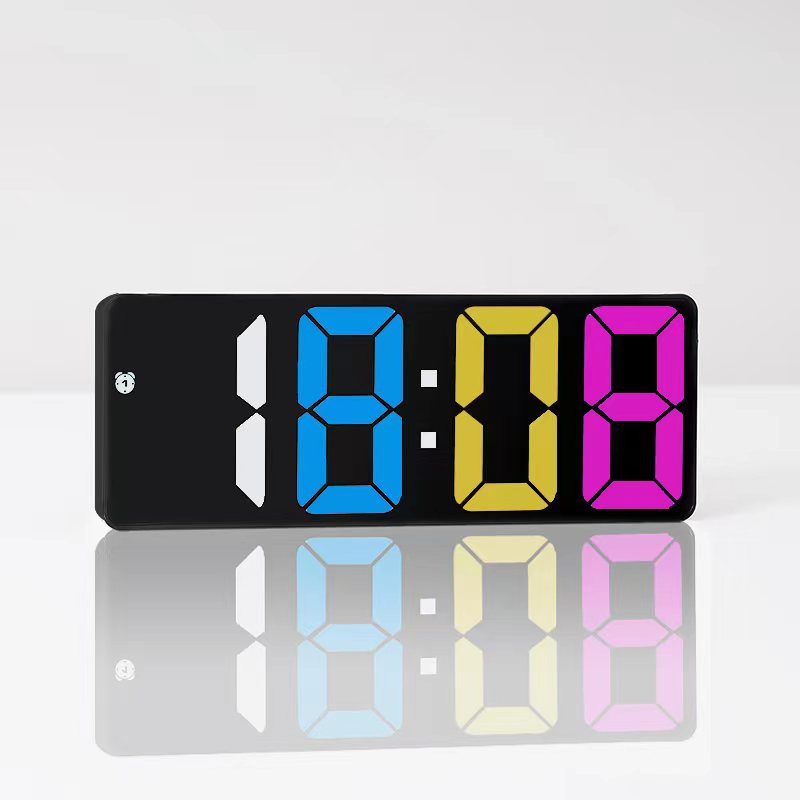 Color LED Digital Clock Luxury 3D Mirror Table Clock Office Home Decor Unique Gift Modern Desktop Electronic Clocks