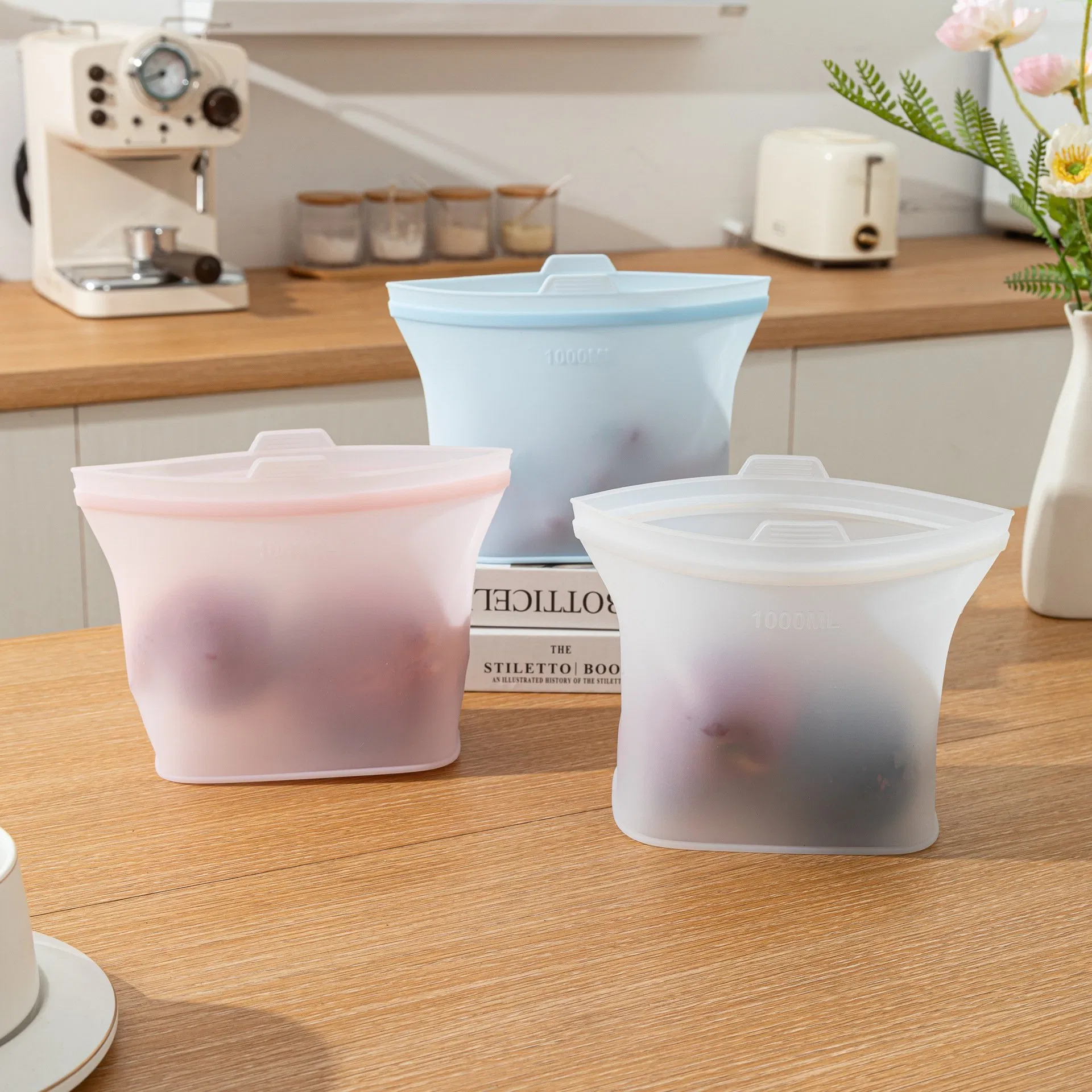 Household Silicone Sealed Bag, Thickened Food Grade Fresh-Keeping Bag Kitchen Refrigerator, Vegetable and Complementary Food Self Sealing Packaging Kitchen Ware