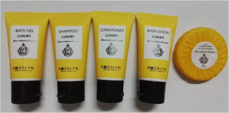 Hotel Amenities with Hard Bottle and Plastic Bag