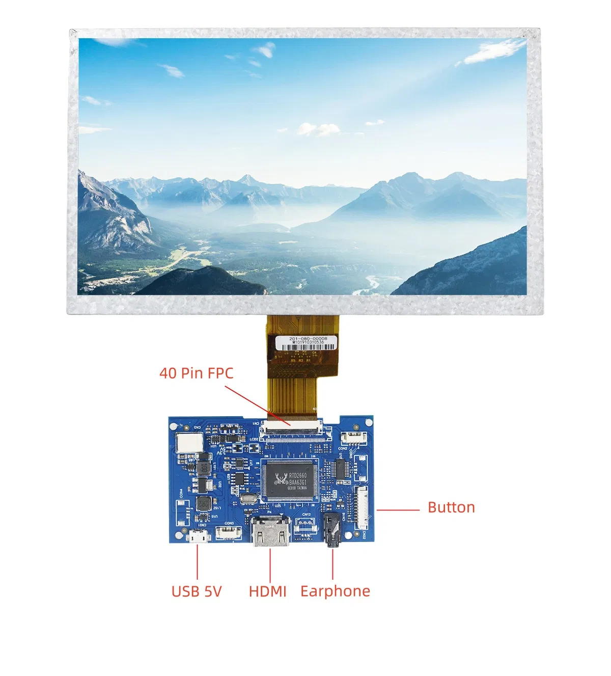 8 Inch 1024X600 IPS TFT LCD Display Kit HDMI Interface with Drvier Board Professional Electronic Design Software Custom Services