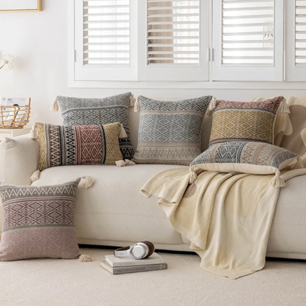 Bohemian Pillow Covers Throw Pillow Case Cover with Tassels Modern Living Room Pillow Covers