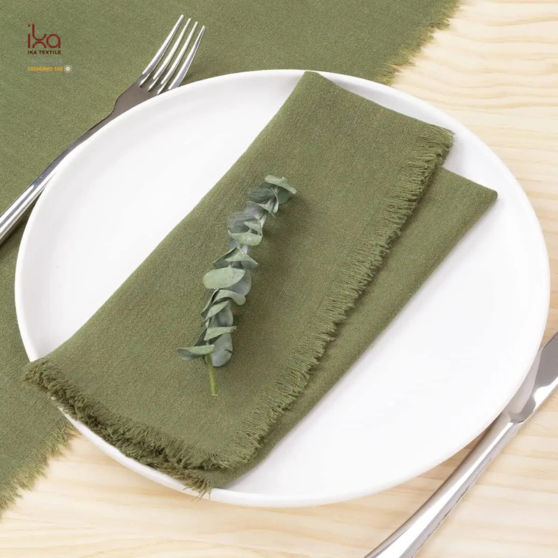 Decorative Party Wedding Personalized Custom Logo Natural Woven Eco Friendly White Cloth Napkins with Embroidery