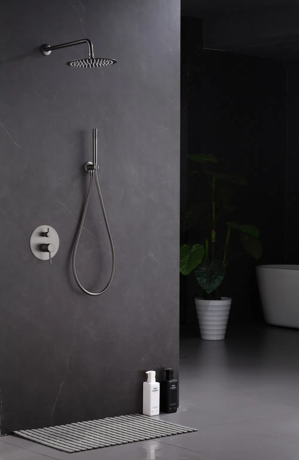 Luxury Home Diamond Cutting Gun Metal Concealed Shower Set