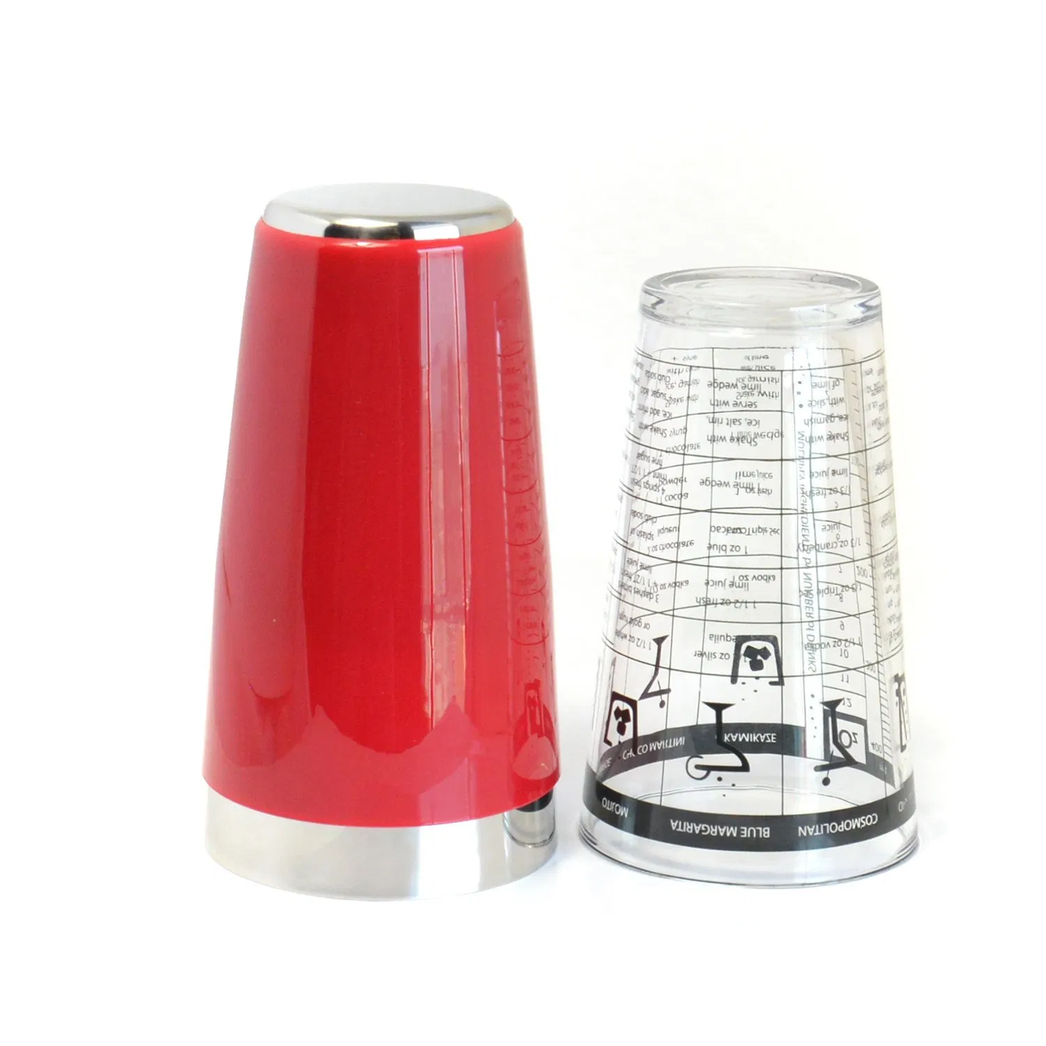 Cocktail Shakers 2 Piece 16 Oz and 28 Oz with Red Rubber Coating for Popov Keglevich Strathconon Powers