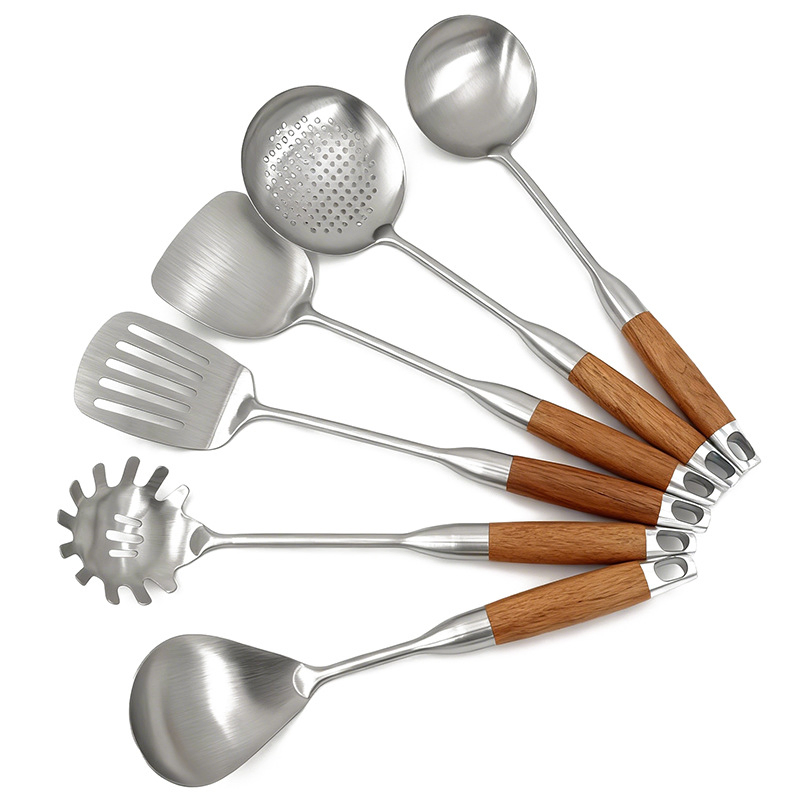 Premium Stainless Steel Kitchenware Set with Rosewood Handle Spatula