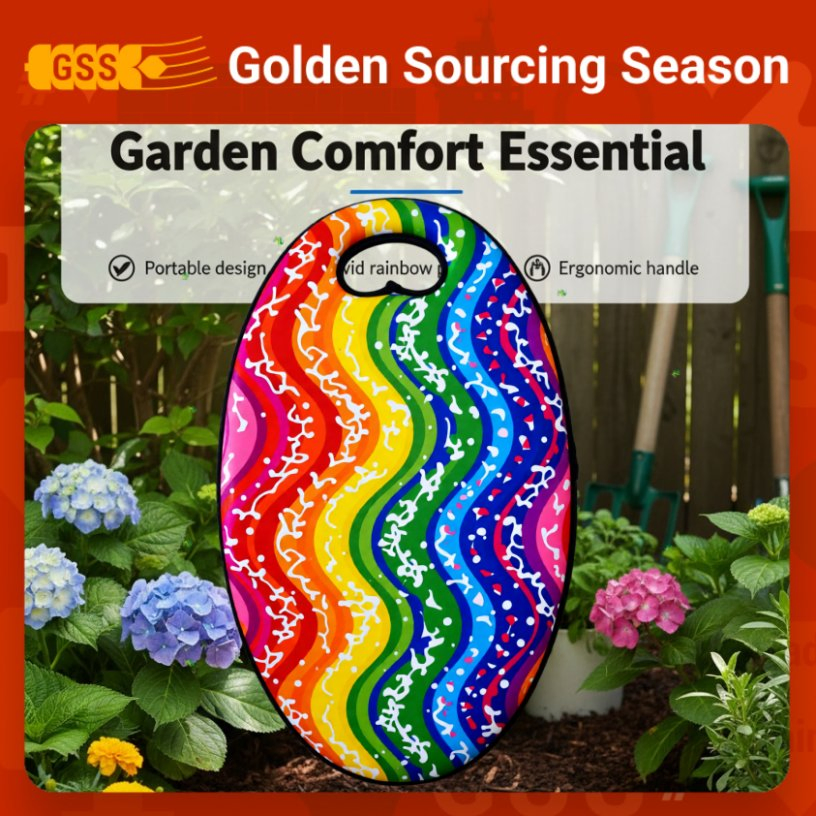 Waterproof Sponge Kneeling Mat with Colorful Rainbow Design