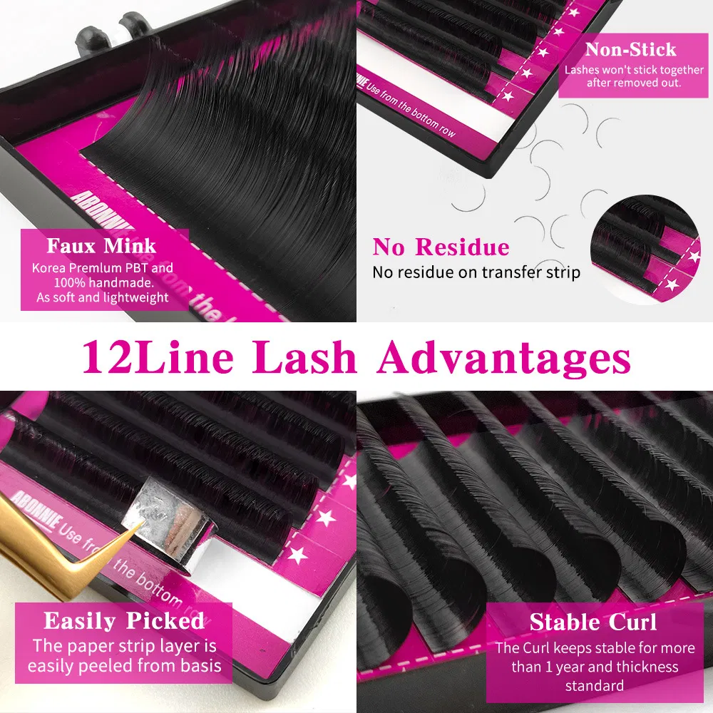 0.05 Cc 8mm-25mm Custom Eyelash Extension Classic Velvet Dark Matte Black Eyelashes