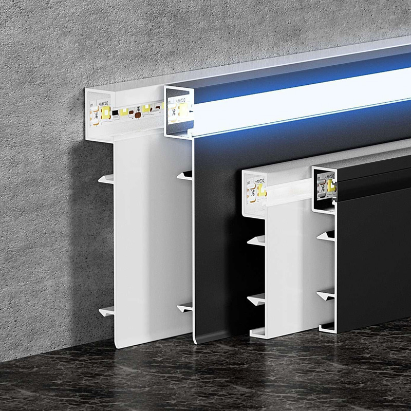 Wall Baseboard Aluminum Alloy Factory Skirting Board with LED Light Matte Surface Floor Decoration Strip