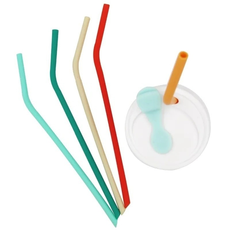 Customized Colorful Folding Reusable Soft Silicone Drinking Straws for Smoothie