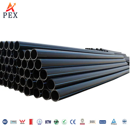 China Manufacturer 90*8.2mm Water Supply Black HDPE Pipes and Fittings