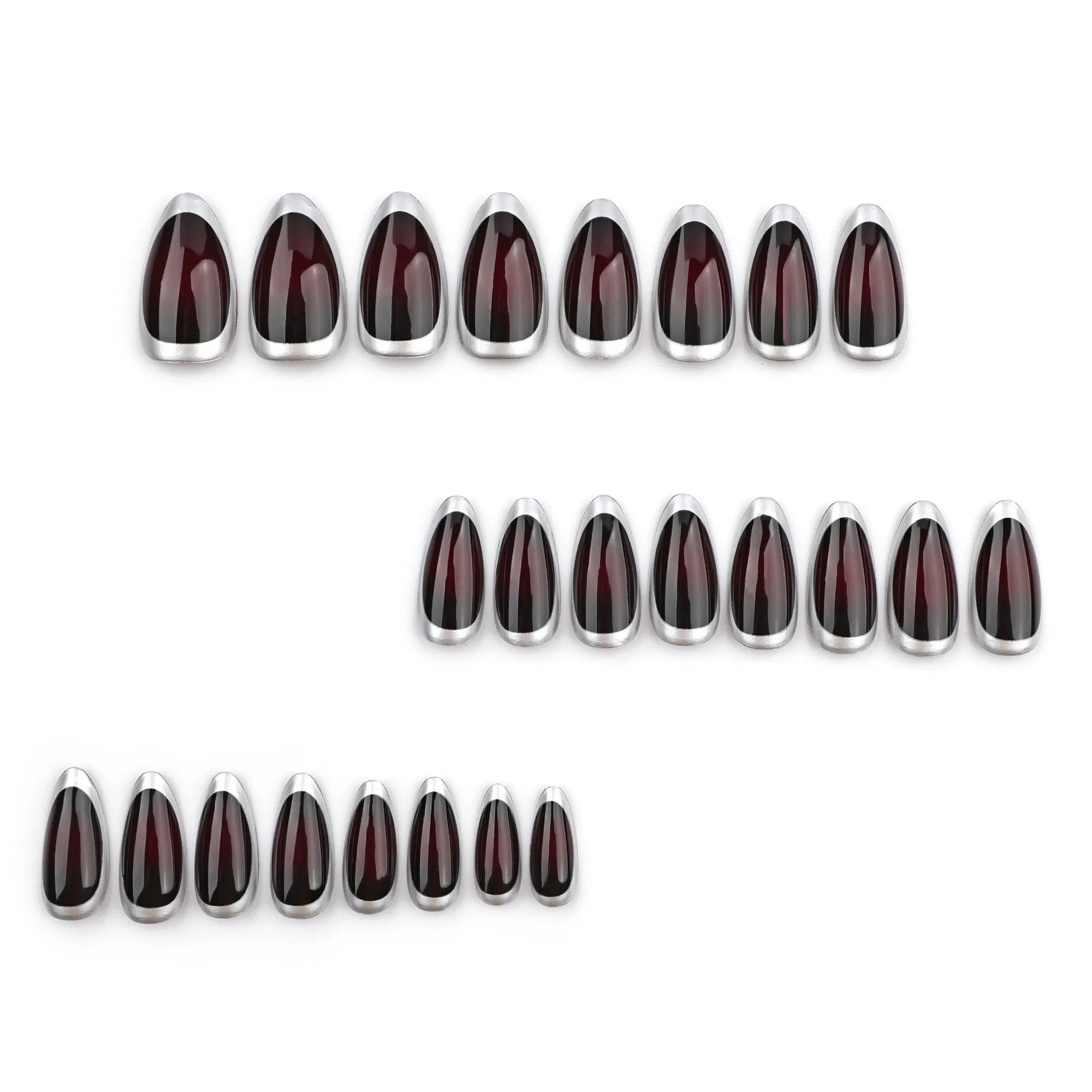 OEM Dark Design Press on False Nail Reusable French Almond Fake Nail