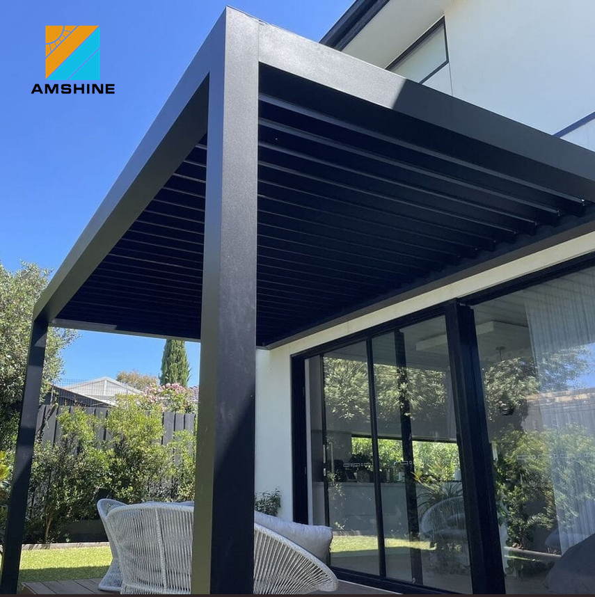 Patio Garden Gazebos Outdoor Aluminum Gazebo Pavilion Adjustable Louvers Pergola Waterproof Custom Size Bioclimatic Roof Pergola