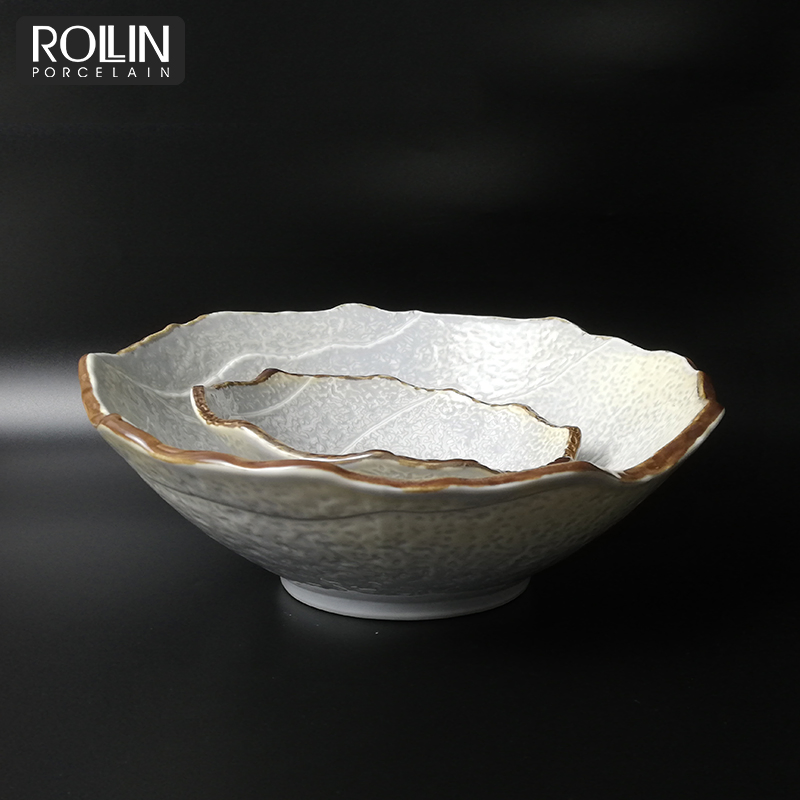 Restaurant Unique Design Porcelain Bowls Customized Color Salad Bowls Serving Bowls