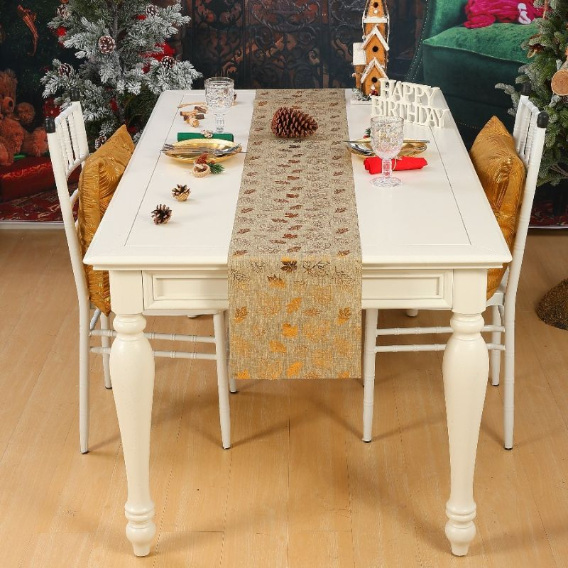 Christmas Ornaments Home Decoration Polyester Fabric Linen Printed Tablecloth Party Deco Table Runner Cloth