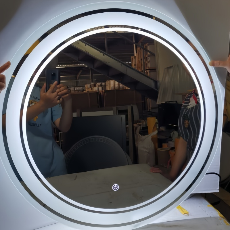 5/4 Aluminum Silver Glass Mirror with Fine Engraved Lines Beveled Edge