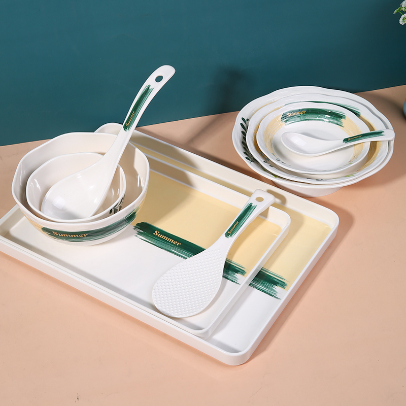 Modern Style Plates 100% Melamine Dinnerware Set Home Bowl for Custom Logo