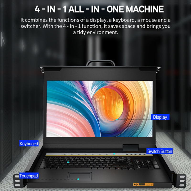 KVM-коммутатор 16 портов HDMI, 1U, с LCD 17"