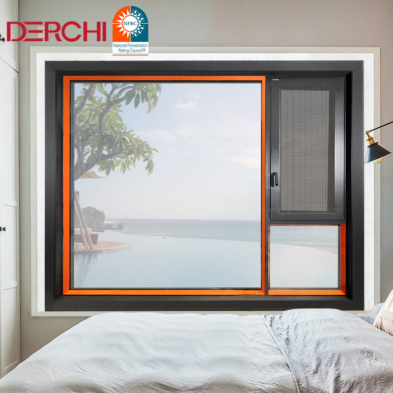 Aluminum Double American Style Aluminium Casement Window with Tempered Glass