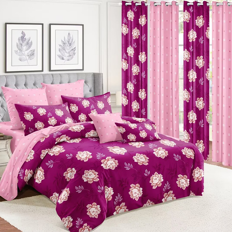 Custom Microfiber Home Textile Pillowcases Coverlets Comforter Quilt Duvet 6PCS Pillow Cases Blue Floral Print Bed Cover King Bedding Set Bed Sheets Bedspread