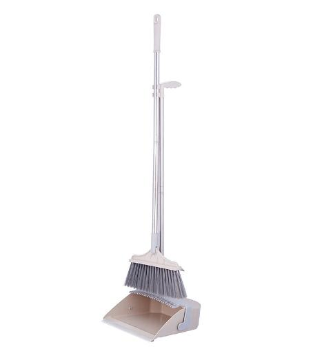 Household Cleaning Folding Dual Comb Teeth Upright Stand up Broom Dustpan Set
