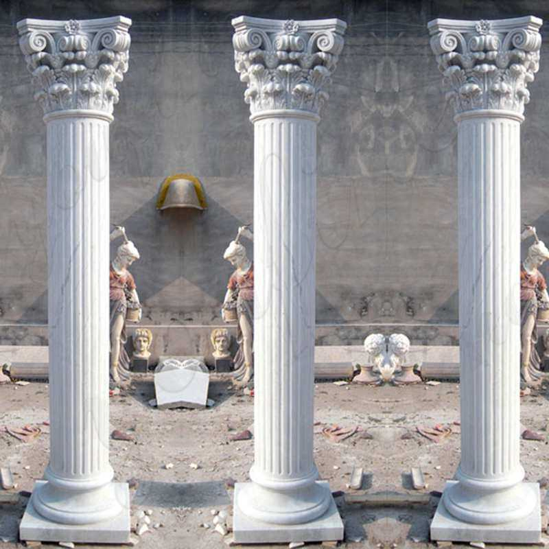 High Quality Custom Natural Marble Solid Roman Pillar Column Building Round Marble Column