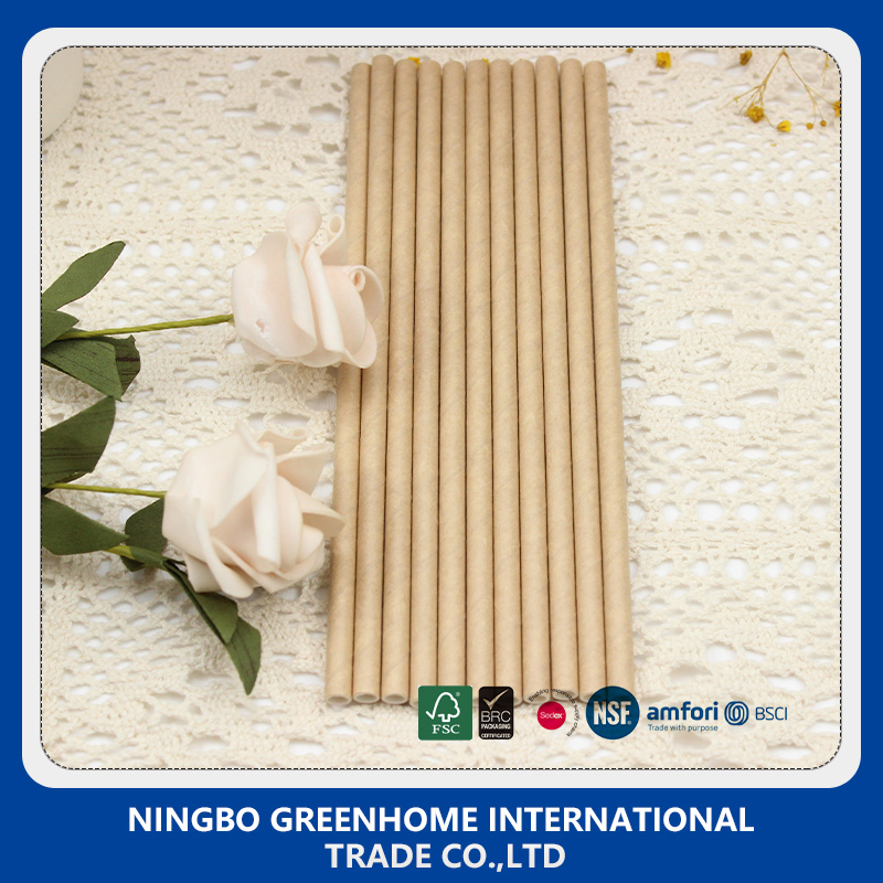 Customizable Disposable Paper Tableware 198mm Length Paper Straw Natural Color for Drinking
