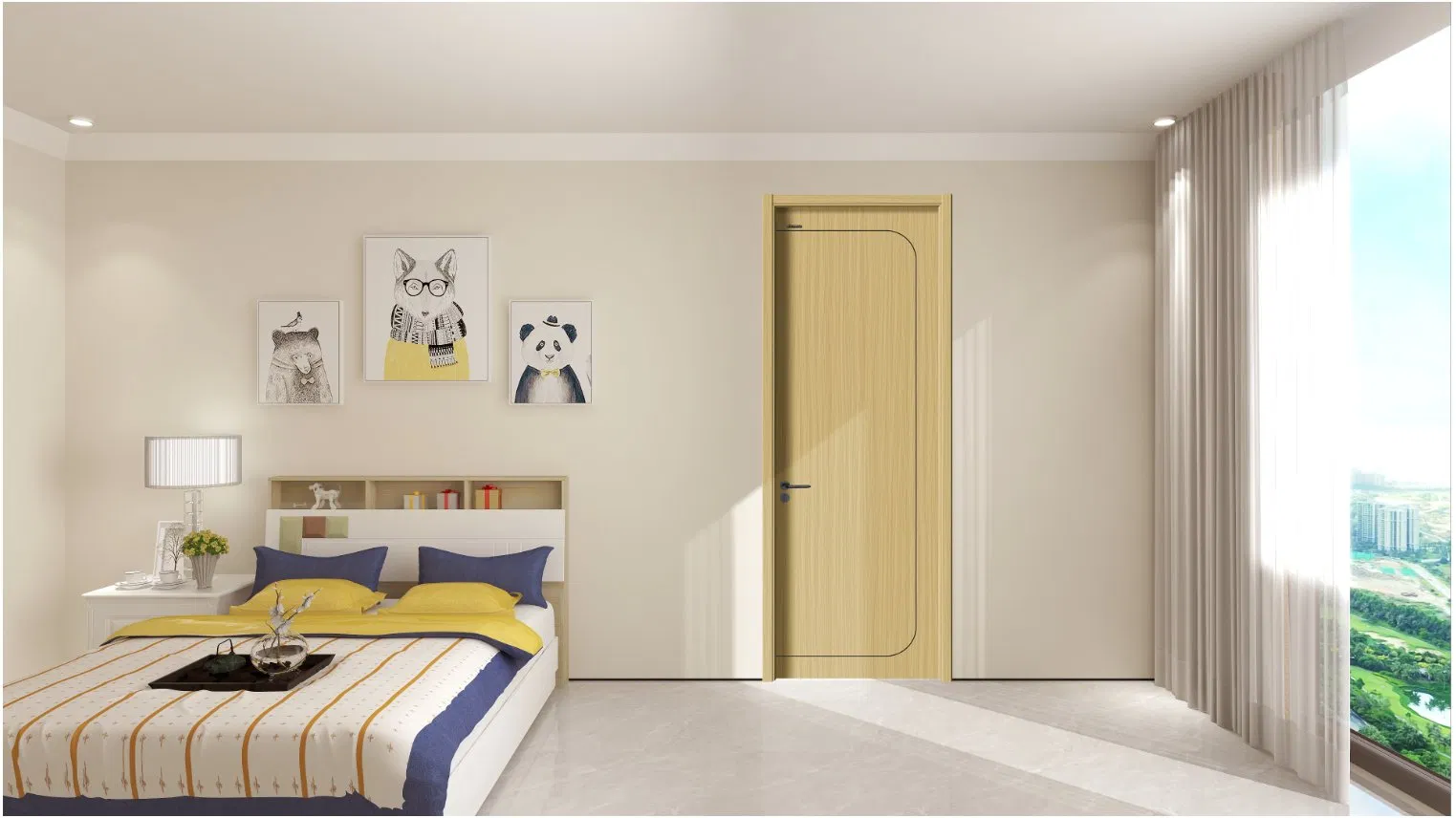 Elegant Solid Wood Compound Door with Modern Design Features