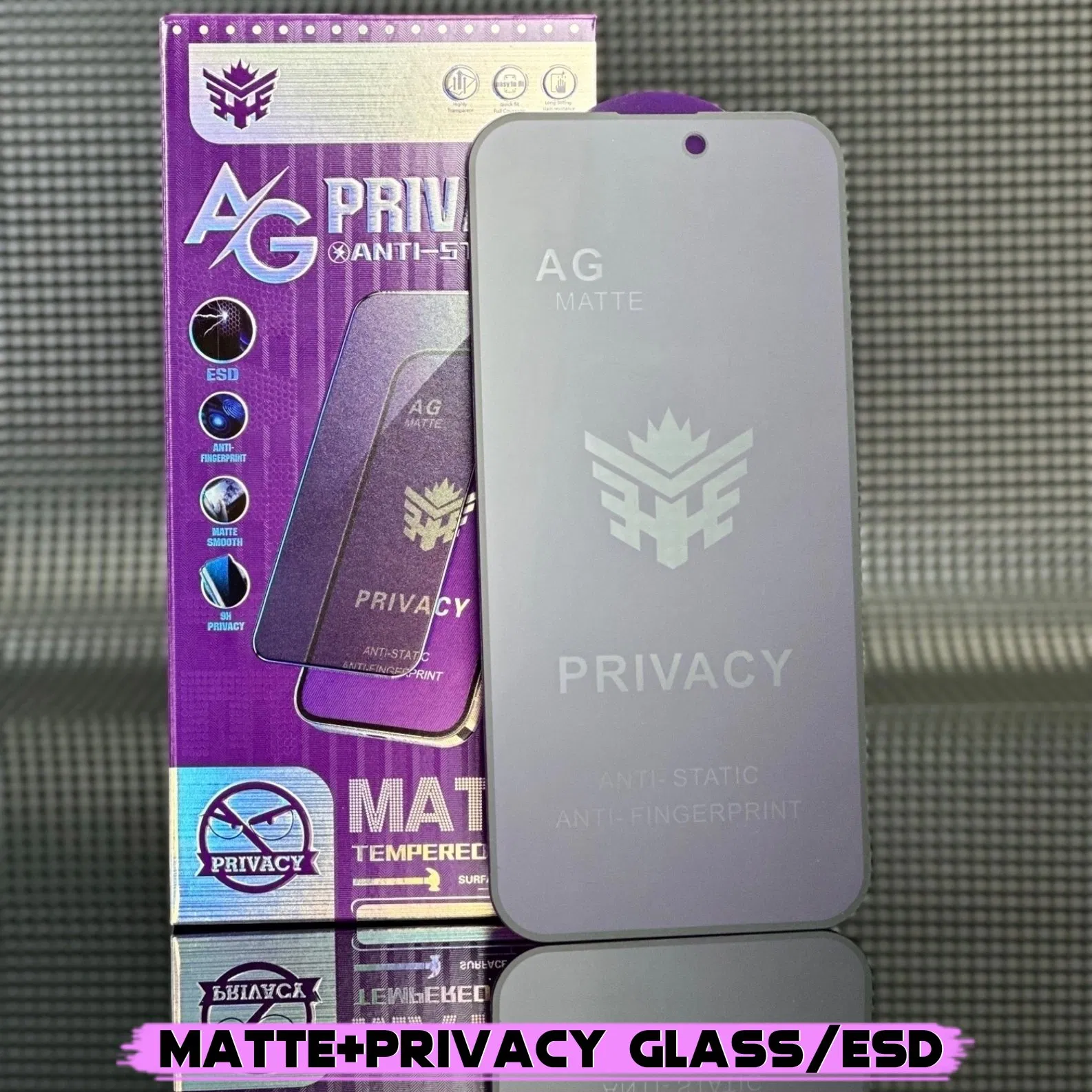 High Quality Iron Superman ESD Anti-Static AG Matte Privacy Tempered Glass Screen Protector for Mobile Phone 9h Hardness