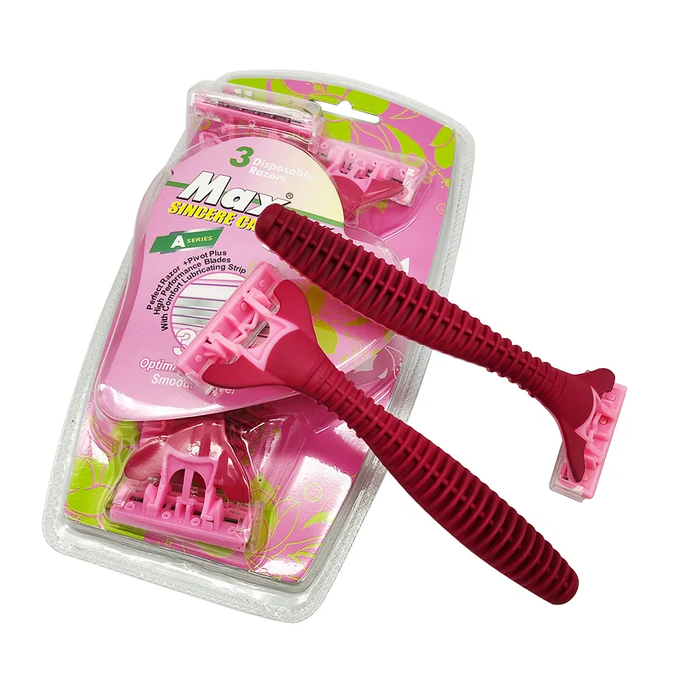 OEM Triple Blade Safety Handle Disposable Razor with Lubricating Strip for Travel