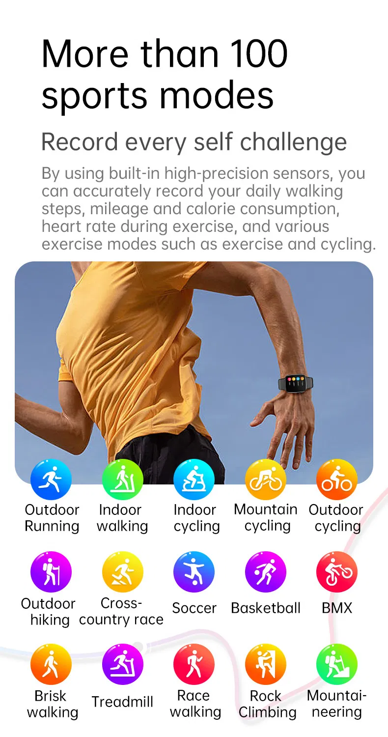 Abnormal Heart Rate Alarm ECG Test Hrv Blood Oxygen Pressure Healthcare Calling Smart Bracelet for Android Ios