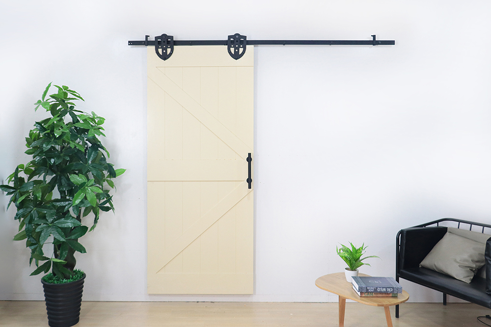 mm-23dp-6FT Sliding Barn Door Track Kit Shield Design Wheel