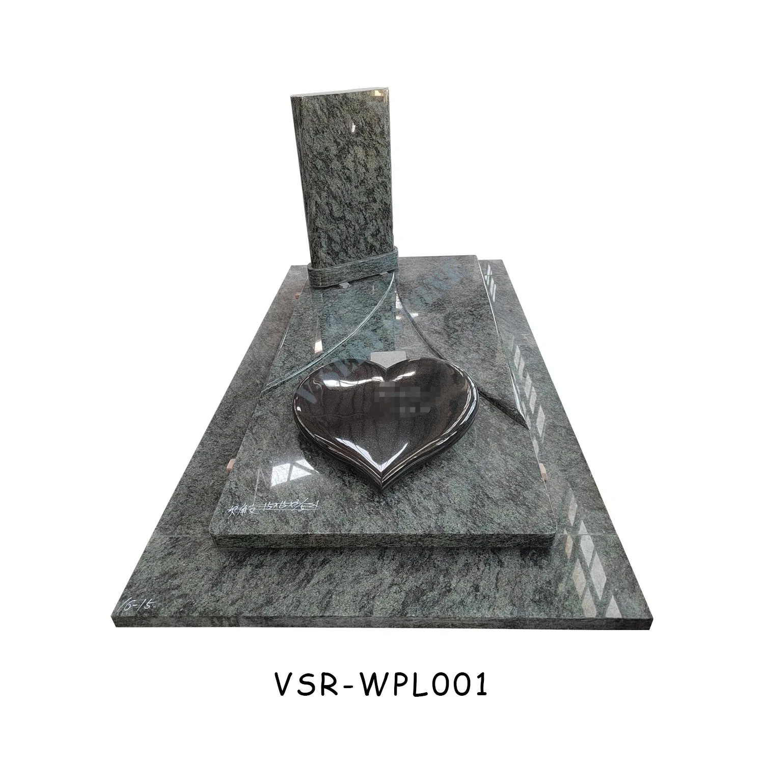 Poland Granite Monument Heart Shaped Headstone in Green Granite