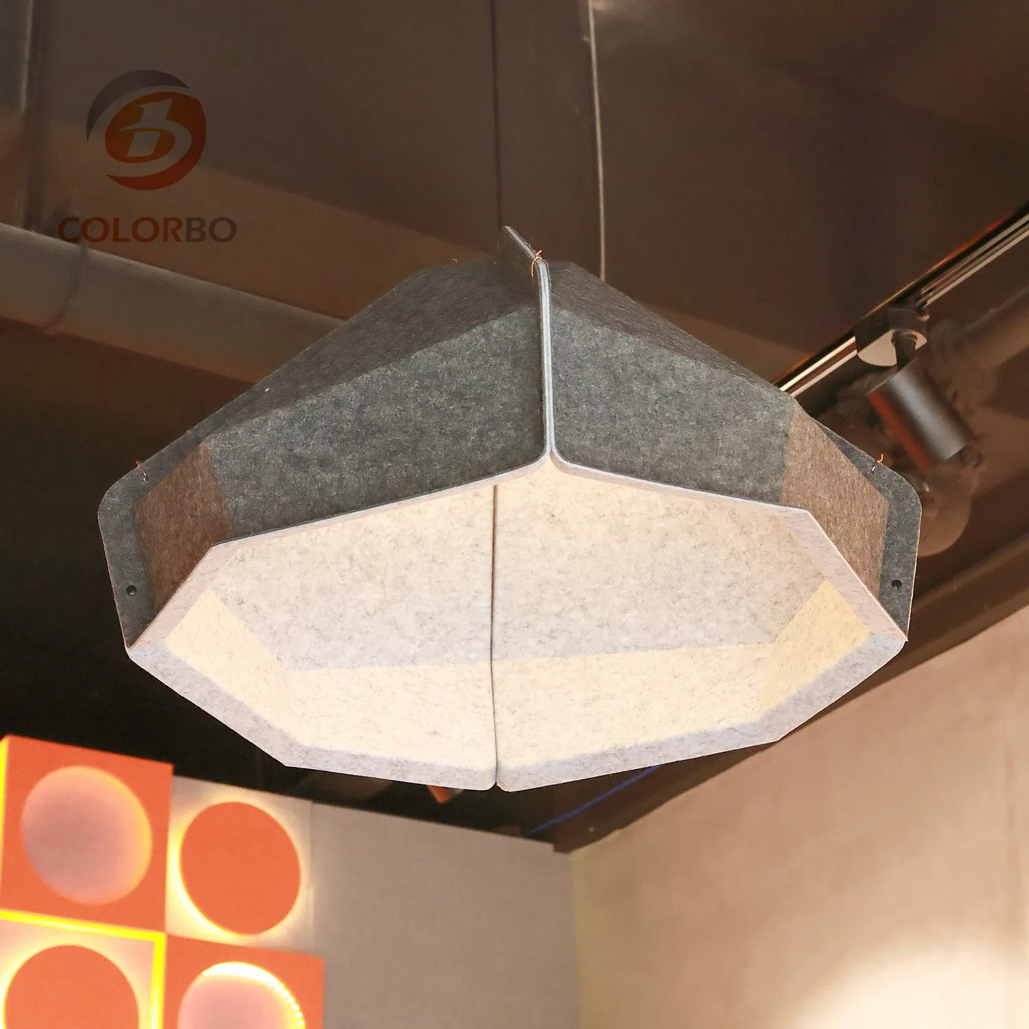Huge Diamond Shape Polyester Fiber Eco-Friendly Material Lamp for Meeting Room