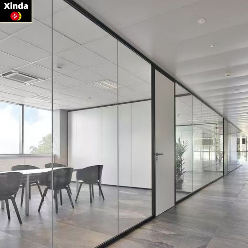 Glass Partition Wall Thickness Aluminum Frame Full View Single Double Glass