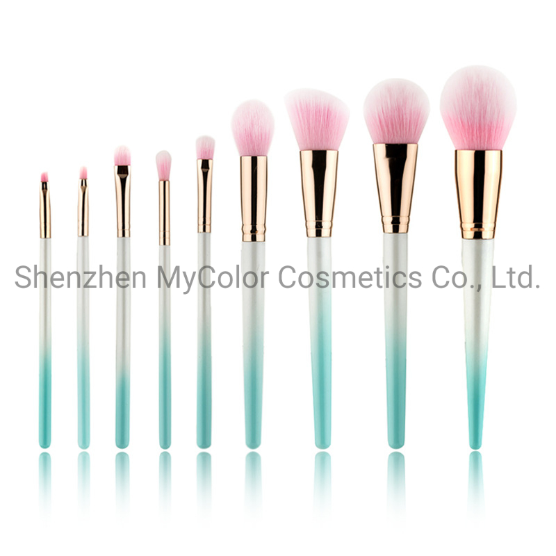 9PCS Makeup Brush Set Gradient Cosmetic Brushes Set Beauty Tools for Women Face