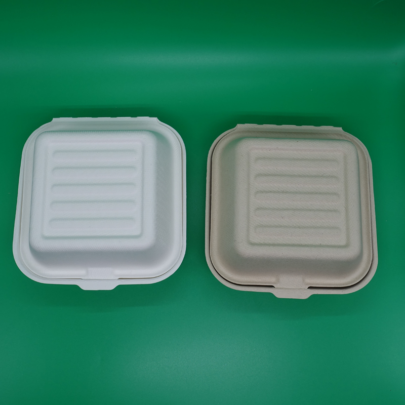 Compostable Sugarcane Bagasse Hamburger Burger Paper Container Take out Fast Food Packaging