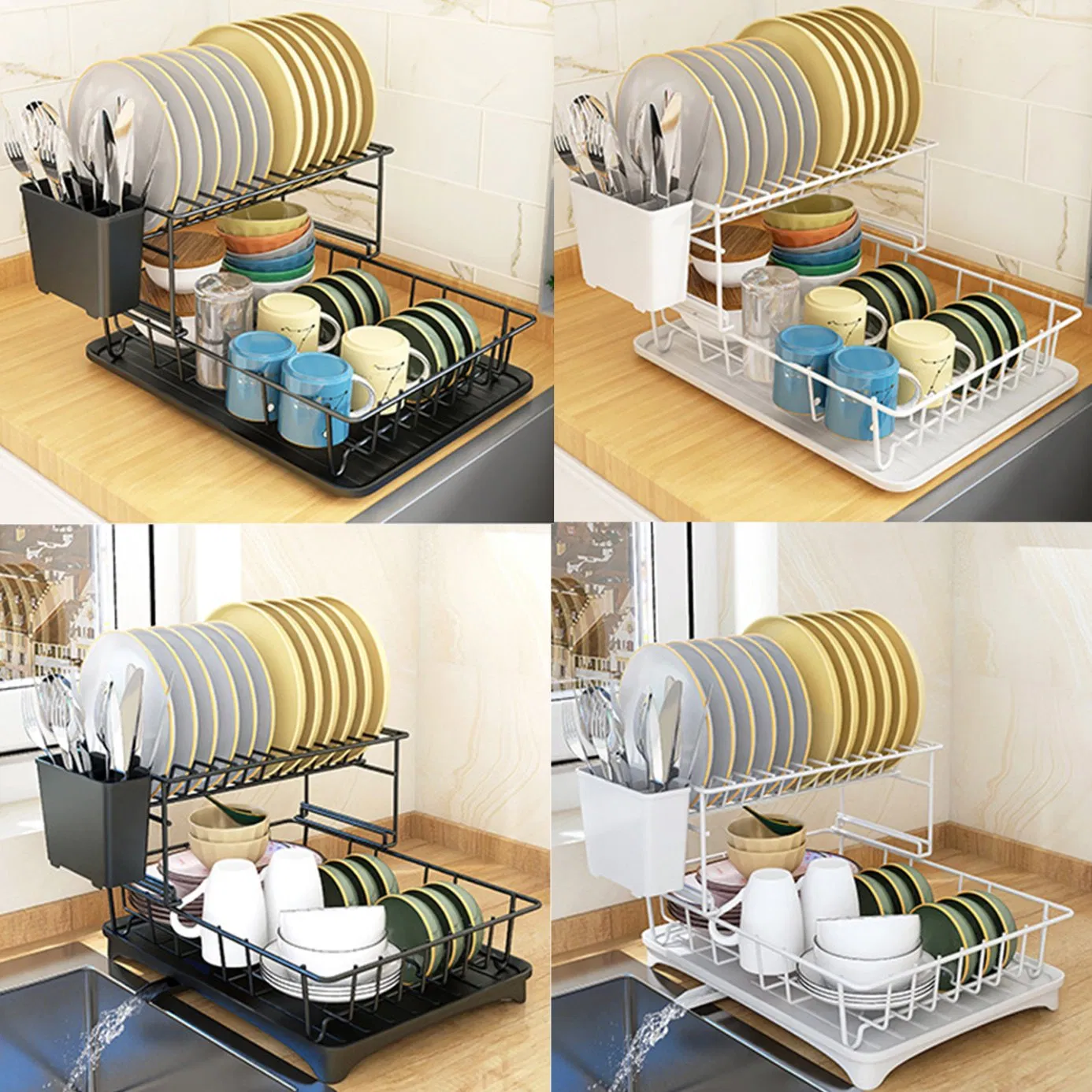 High Quality Double-Layer Kitchen Storage Dish Rack Multi-Functional Storage Drain Dish Rack