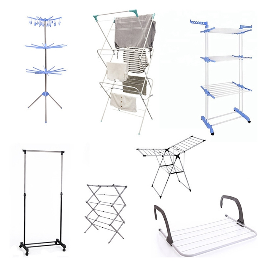 Black/White Powder Coating Surface Finish Multi-Function Drying Rack for Laundry Room