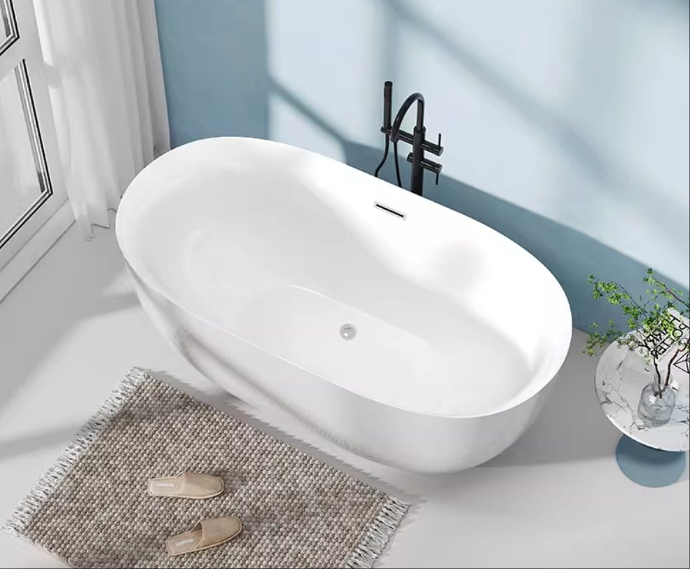 European Cheap Price Soaking White/Black Acrylic Oval Bath Tubs Freestanding Bathtub for Bathroom