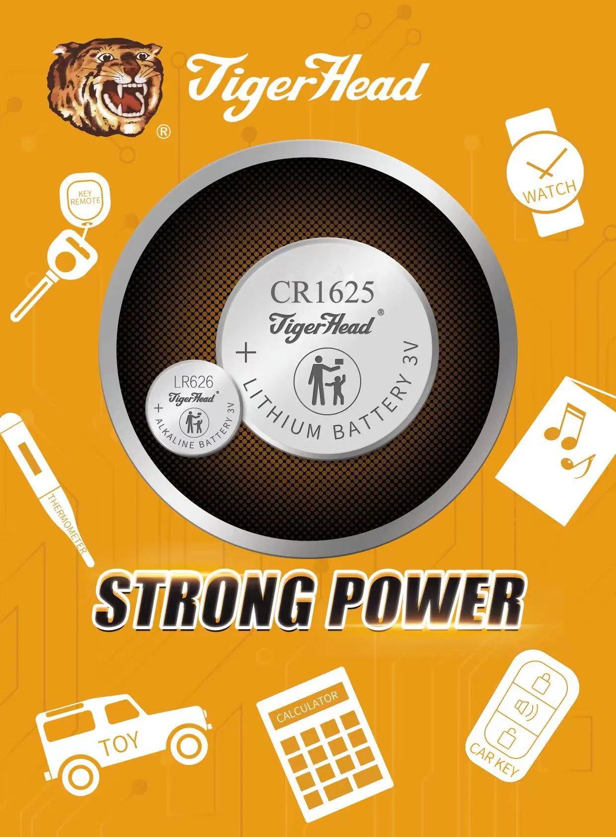 Lithium Watch Battery Cr1616/Cr1620/Cr1625/Cr1632 Tiger Head Lithium Button Cell Battery Pila