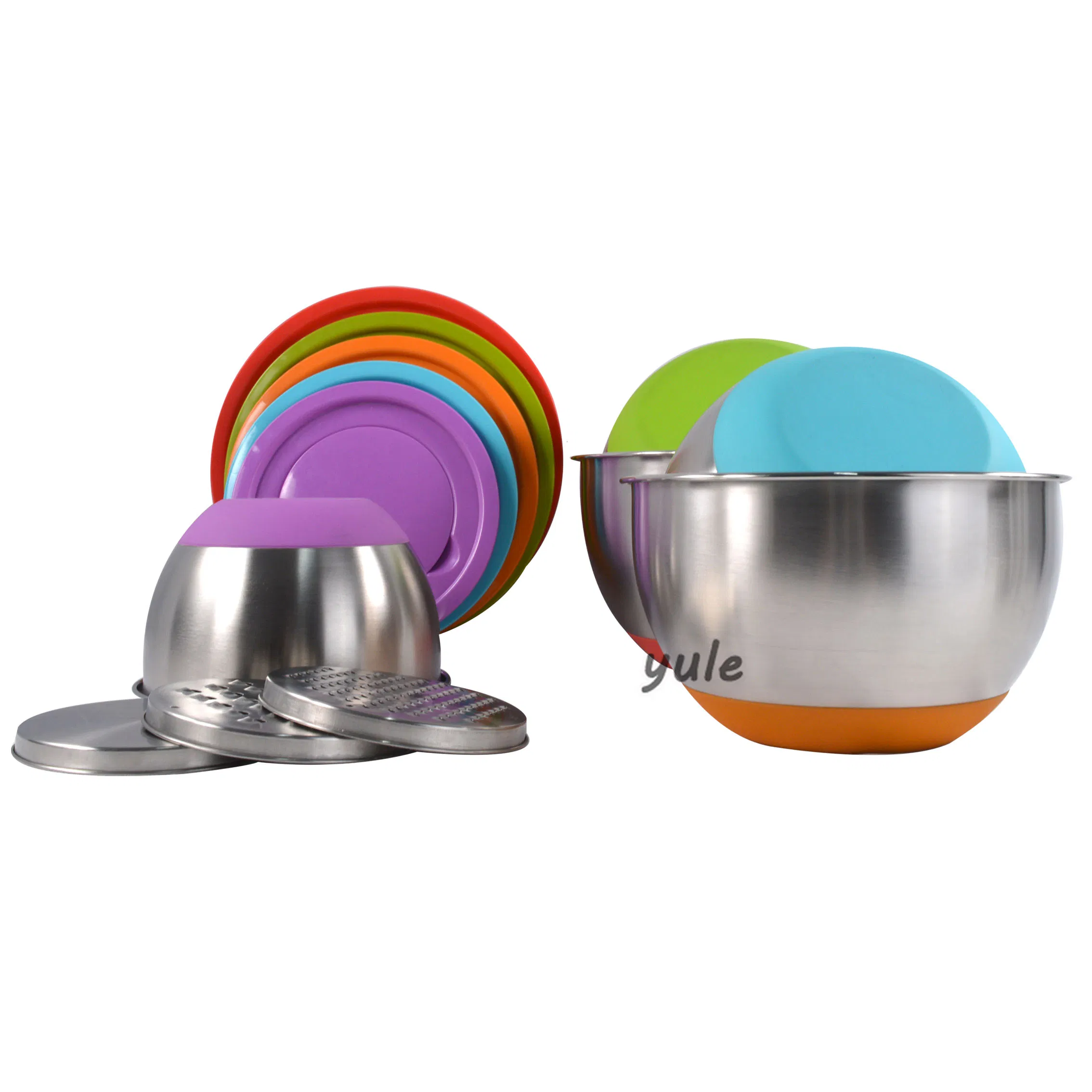 Stainless Steel Mixing Bowl with Colorful Silicone Bottom