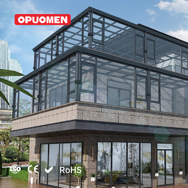 Opuomen Triangle Roof Outdoor Aluminum Solarium Sunrooms Glass House