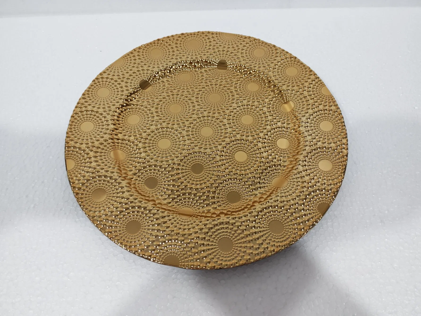 330g Wedding Party Gold Ripple Grid Plate with Wholesale Price