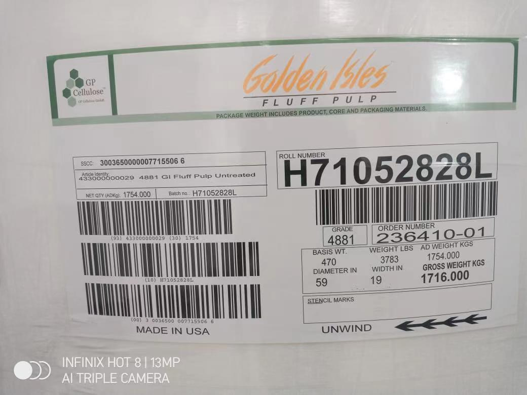 Untreated USA Fluff Pulp for Adult Baby Diapers