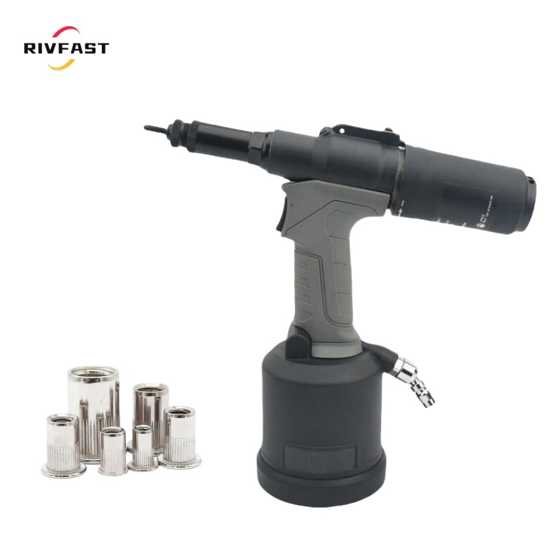 Heavy Duty Air Hydraulic Rivet Nut Tool, Pneumatic Riveter Automatic Rivet Nut Gun Tool Setting Kit Come with M3-M12 Nosepieces