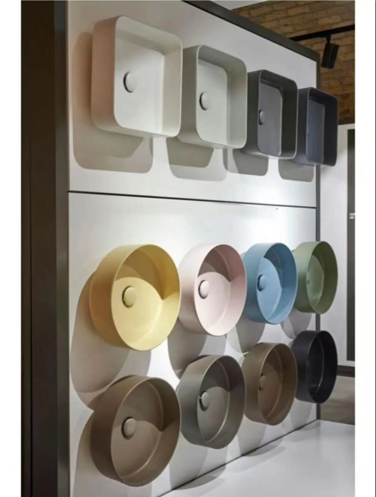 Round Shape Counter Above Mounted Colorful Decorative Bathroom Basin Terrazzo Wash Basin