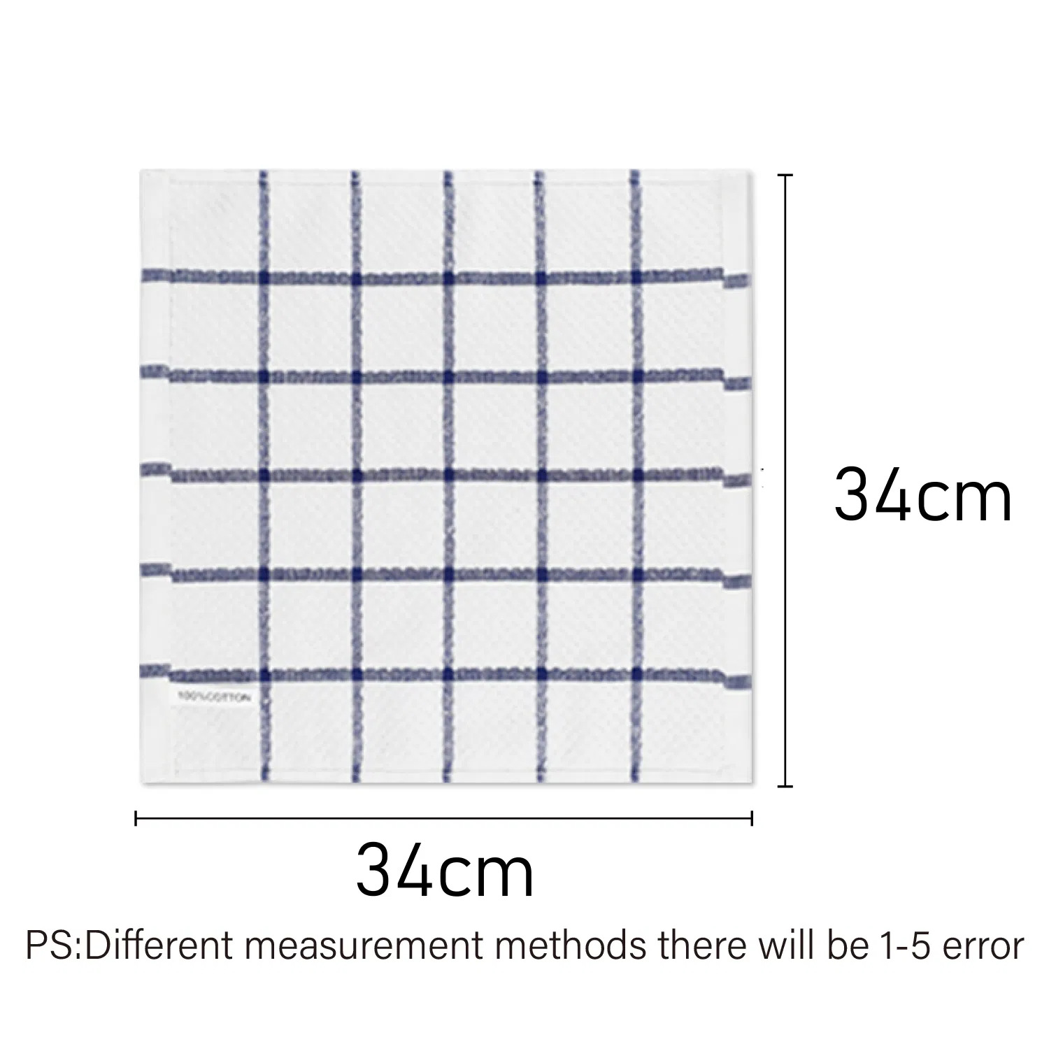 Kitchen Dish Rags, 100% Cotton Dish Cloths for Washing Dishes, Quick Drying Kitchen Towels, Black Plaid, Light and Soft