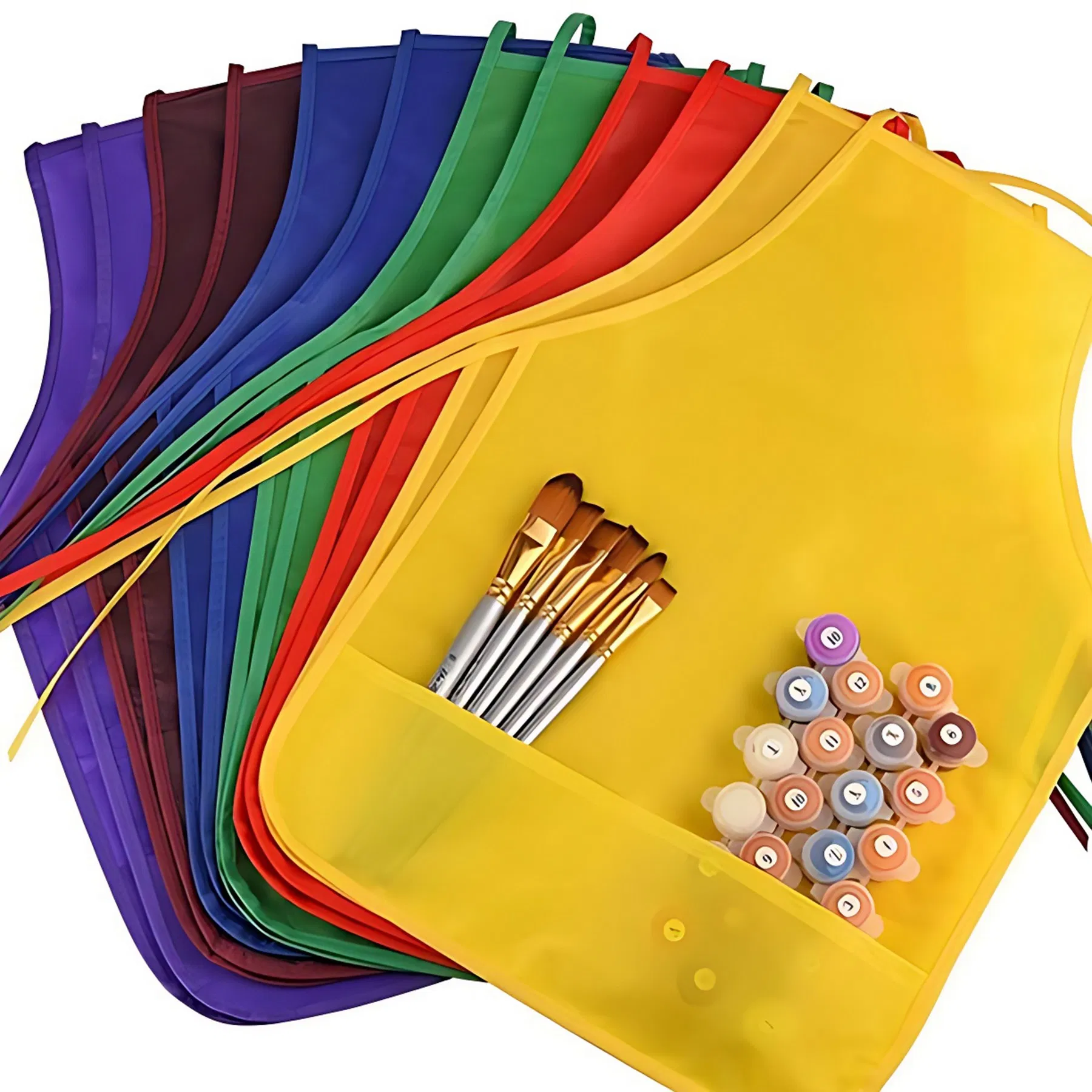 Kids Art Smock Children Painting Roomy Pockets Non Woven Disposable Apron